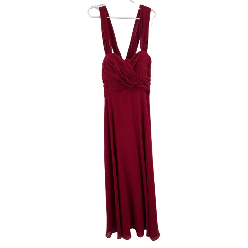 Oyisha floor length flowy gown dress 16 formal bridesmaid party dance dark red